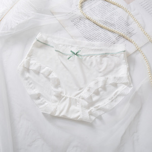 Ropa interior de punto de seda helada para mujer, de cintura media, sexy, estilo hipster, sin costuras, con entrepierna de algodón fino, de secado rápido y antibacteriana. - Product Image 2