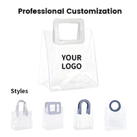 Sac à bandoulière personnalisé en PVC transparent à motif géométrique, réutilisable, de luxe, durable, multi-tailles, idéal pour les cadeaux de mariage et le shopping