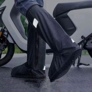 Couvre-chaussures de pluie réutilisables montants pour hommes et femmes, noirs, imperméables, réfléchissants, transparents, pour moto, vélo, protection contre la poussière - Product Image 1