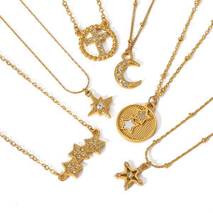 CE-Zertifizierung Zirkon 18K Vergoldete Edelstahl Stern-Mond-Anhänger Halskette Gefertigt mit Langlebigkeit und Stil - Product Image 6