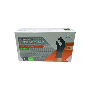 Intco Synmax Vinyl Disposable <b>Gloves</b> Black Smooth L Non-Sterile Hand Protection - Product Image 1