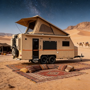 Remolque de Campamento, Mini <span class=keywords><strong>Caravana</strong></span>, Techo Elevable, Baño Desmontable, para Viajes Familiares y Campamentos, Venta al por Mayor de Fábrica OEM - Product Image 1