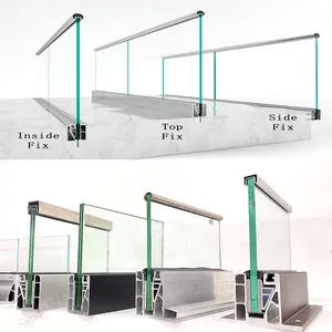 Rail en aluminium en forme de U pour bande lumineuse LED, garde-corps en verre - Product Image 3