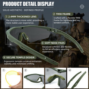 Gafas Tácticas <span class=keywords><strong>de</strong></span> <span class=keywords><strong>Seguridad</strong></span> ANSI <span class=keywords><strong>Z87</strong></span> con <span class=keywords><strong>Lentes</strong></span> Intercambiables, Marco TR90 <span class=keywords><strong>de</strong></span> 2.4 mm, Resistentes a Impactos, Gafas <span class=keywords><strong>de</strong></span> Tiro - Product Image 3