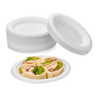 Assiettes jetables biodégradables 100 % écologiques en amidon de maïs, blanches, 6, 7, 8, 9, 10 pouces, pour fêtes et voyages
