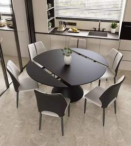 طاولة دائرية جديدة لعام <span class=keywords><strong>2025</strong></span> بتصميم عصري بسيط وفاخر للاستخدام المنزلي، قابلة للدوران والتمدد - Product Image 1