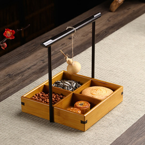 Cesta de bambú para aperitivos, caja de dulces creativa de estilo chino, caja para frutos secos, caja de almacenamiento doméstica, caja para frutas de la sala de estar - Product Image 3