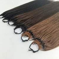 Ekstensi Rambut Bulu Tip Lembut Tanpa Lipat Double No Folding Korea Selatan Populer, Rambut Remy Virgin Micro-link Single Weft Semua Warna di AS