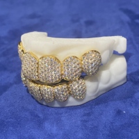 6 Top 6 bas personnalisé nid d'abeille Grillz avec Vvs Moissanite Hiphop bijoux 925 argent