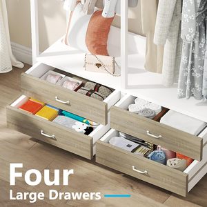 Organisateur de placard autoportant Tribesigns pour suspendre les vêtements, porte-vêtements robuste avec 4 tiroirs, 8 crochets et étagères de rangement - Product Image 4