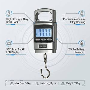Balance numérique suspendue 50 kg max avec grand écran rétroéclairé de 20 mm, jauge de <span class=keywords><strong>force</strong></span> portable avec crochet en acier pour test de charge - Product Image 5