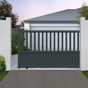 Puertas de metal con diseño de corte láser para jardín, motor eléctrico de aluminio, deslizante, estilo moderno, para casa de campo, puerta automática de fábrica