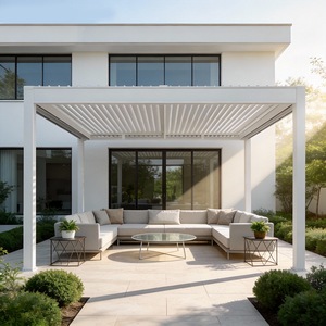 Pergola de jardin <span class=keywords><strong>en</strong></span> aluminium, structure d'arborail, barbecue, écologique, résistant à la décomposition, imperméable, revêtement poudré, extérieur, couleur personnalisée, style naturel moderne - Product Image 2