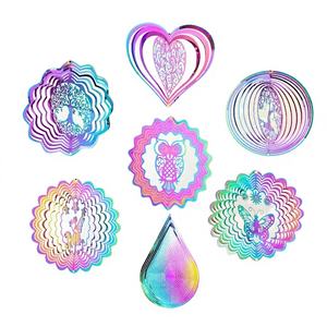 MIAO Campanas de Viento Giratorias Personalizadas de Acero Inoxidable con Diseño de Colibrí Antiguo Nórdico Mandala, Impermeables, 3.94 Pulgadas - Product Image 3