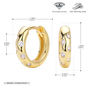 Pendientes de aro Huggie de plata de ley 925 con circonita de colores, pendientes de moda para mujer, para compromiso, boda, uso diario, regalo de joyería fina - Product Image 4