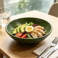 Bol à soupe en céramique avec logo personnalisé, design moderne et minimaliste, en poterie émaillée, pour salade et céréales, durable et compatible micro-ondes, idéal pour la rentrée scolaire