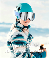 Masque de ski magnétique cylindrique HD avec revêtement REVO 8 couches, protection UV400, anti-buée, coupe-vent, personnalisable avec logo OEM, pour sports de neige