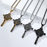 Collier Croix Chrétienne en Acier Inoxydable pour Hommes, Pendentif Jésus, Crucifix Religieux K-PT641 Fabriqué à Dongguan