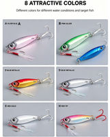 Ensemble de 5 leurres artificiels lumineux en métal pour la pêche au long-casting, type dents de dragon, pour achigan et brochet