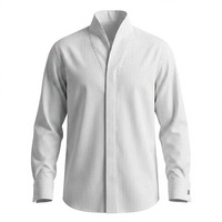 Chemise habillée homme grande taille à rayures, respirante, écologique, tissée, col montant, poignets mousquetaires, manches longues, coupe décontractée, pour l'automne