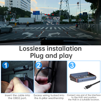 2026 Großer 4-Zoll LED-Bildschirm HUD M24 Universelles Auto-OBD-GPS Windschutzscheiben-Projektions-Head-up-Display Uhr Auto-Messgerät