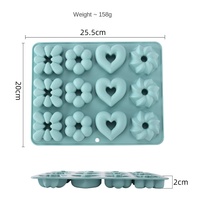 Moule à biscuits pour la pâtisserie à domicile, moule à gâteau en silicone en forme de cœur et de fleur, 12 pièces, emballage en PP de Chine, vente en gros