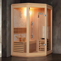 Sauna eléctrica moderna para exteriores con cedro rojo canadiense y cicuta de madera maciza, sauna de vapor húmedo romántica de tamaño de Villa cuadrada grande
