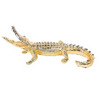 Statue de crocodile en résine dorée électroplaquée, sculpture animale de luxe, ornement de bureau pour la maison, le salon, le bureau, décoration de table, cadeau