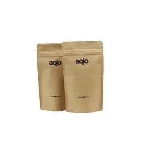 Custom Food Grade Tea Snack Packaging Brown Kraft Paper Ziplock Bags For Food