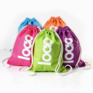 Wholesale Promotional Advertisement Cinch <b>Bag</b> Polyester Nylon <b>Drawstring</b> Shop and Backpack Draw String <b>Bags</b> with Custom Logos - Product Image 1