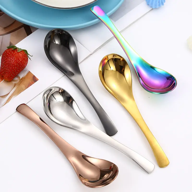 Korean 304 Stainless Steel Deepened Thickened Soup Household Spoon Children Spoon Rice Serving Table Spoon