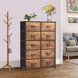 Customizable Vintage 10-Drawer Fabric Storage Tower Shelf Dresser Nightstand for Bedroom & Living Room for Clothing Food Storage - Product Image 2