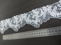 Tissu en dentelle transparente brodée tricotée écologique 100 % polyester 2,5 cm, poids personnalisable pour vêtements femme et fille, textile de maison