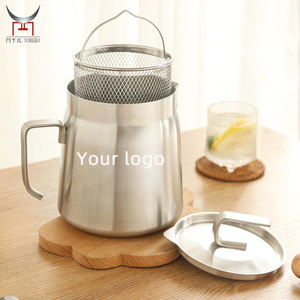 304 acier inoxydable voyage bouilloire cuisson huile filtre pot cuisine bacon graisse conteneur avec passoire ménage <span class=keywords><strong>friteuse</strong></span> - Product Image 1