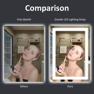 Miroir <span class=keywords><strong>de</strong></span> salle <span class=keywords><strong>de</strong></span> bain LED personnalisé avec rétroéclairage avant et arrière, miroir mural à intensité variable en continu, double miroir <span class=keywords><strong>de</strong></span> vanité LED avec fonction anti-buée et mémoire, 3 couleurs - Product Image 3