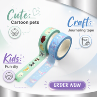 Bas quantité minimale de commande mignon animal de compagnie Washi ruban autocollants personnalisé imprimé Washi ruban en gros Style japonais Washi ruban impression personnalisée