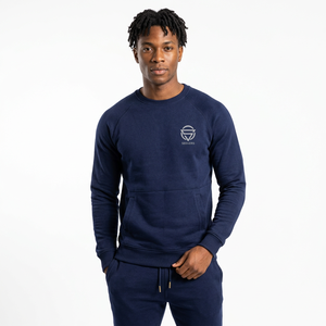 Ensemble de survêtement bleu marine pour homme, sweat-shirt à col rond à manches longues, pantalon de jogging à cordon de serrage, tenue décontractée - Product Image 5