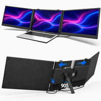 Moniteur portable pour ordinateur portable, extension d'écran 14 pouces, triple écran 1080P FHD, support pliable USB C pour le travail à domicile ou au bureau