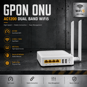 GPON ONU used for Home Dual Band WiFi5 AC1200 Easy to use <b>plug</b> and paly - Product Image 1