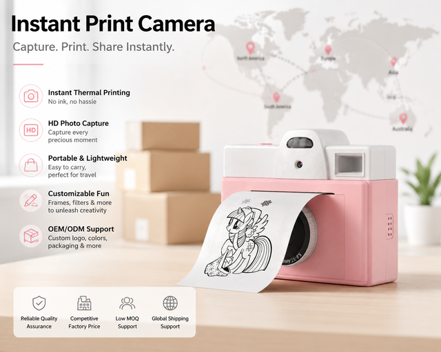 2026 Chaoke Children's Mini Digital Thermal Print Camera Instant Photo Printing Kids' Toy Lanyard TF Card Media Gift Boys Girls