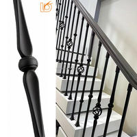 Balustre carré noir de 14 mm en métal forgé pour escalier, avec accessoires pour rampe d'escalier intérieure en bois ou en fer