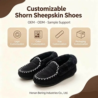 Chaussures mocassins en cuir de vachette et peau de mouton, doublées de fourrure chaude et moelleuse, pour femme, idéales pour l'hiver