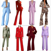 Ensemble professionnel pour femmes très vendu, 2 pièces, haut à manches longues et pantalon, couleur unie, imprimé léopard, vêtements de travail formels pour femmes