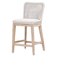 Tabourets de bar hauts en bois massif et corde tressée, style moderne et épuré, pour cuisine de jardin, utilisation intérieure et extérieure