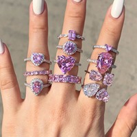 Fijne sieraden klassieke trouwring S925 zilver roze zirkoon hartvormige schittering schattige prinses voor vrouwen cadeau Valentijn