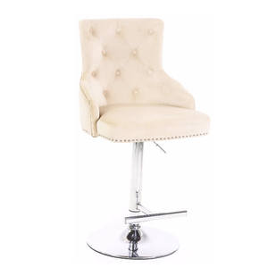 Tabouret de <span class=keywords><strong>bar</strong></span> rembourré en velours pelucheux avec heurtoir en forme de tête de lion chromé - Product Image 5