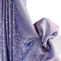 Tissu métallique argenté doré brillant à effet laser étoilé, brillant et élastique, pour robes de mariage/de mode