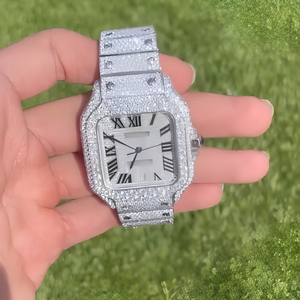 Reloj de Lujo para Mujer, de Acero Inoxidable con Diamantes, Caja Cuadrada, Movimiento Mecánico, Cierre Oculto de Botón, Esfera de 41 mm, Correa de 20 mm - Product Image 3