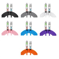 Kabel USB C ke Type C 4 in 1 Silikon 240W PD Pengisian Cepat dengan Lampu LED dan Sinkronisasi Data dari Paduan Seng untuk iPhone, Android, dan Tablet