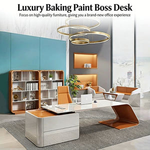Bureau de direction moderne en bois durable avec rangement extensible, design écologique pour le bureau à domicile, poste de travail durable pour PDG - Product Image 3
